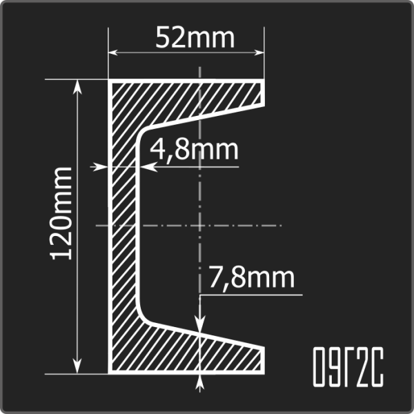 Швеллер 12У 09Г2С 12м ГОСТ 19281-2014/ГОСТ 8240-97 Швеллер 12У 09Г2С 12м ГОСТ 19281-2014/ГОСТ 8240-97