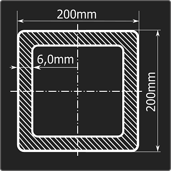 Труба проф. 200*200*6,0 ст.3сп Феррум 12м ГОСТ 30245-2003
