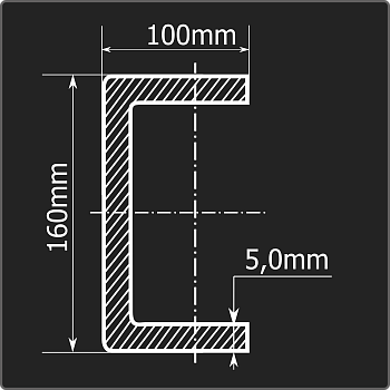 Швеллер холоднокатаный 160*100*5,0 ст.3пс Феррум 12м ГОСТ 8278-83