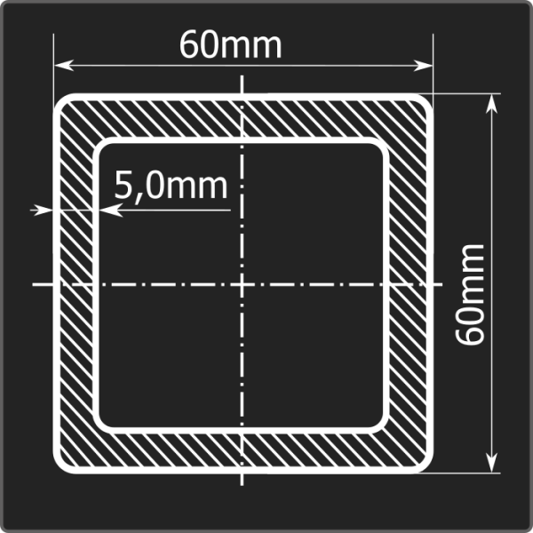 Труба проф. 60*60*5,0 ст.3сп 12м ГОСТ 13663-86