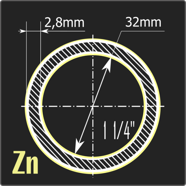 Труба ВГП оцинкованная 32*2,8 ст.3пс ГОСТ 3262-75 6м