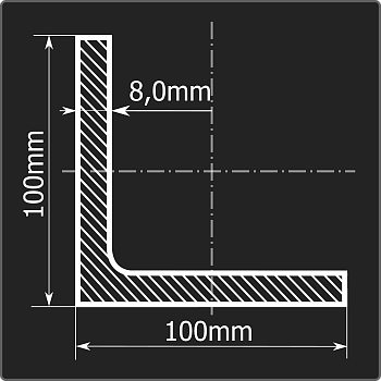Угол 100*100*8,0 ст.3пс 12м ГОСТ 535-2005/ГОСТ 8509-93