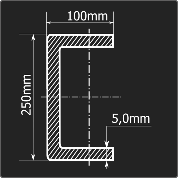Швеллер холоднокатаный 250*100*5,0 ст.3пс Феррум 12м ГОСТ 8278-83