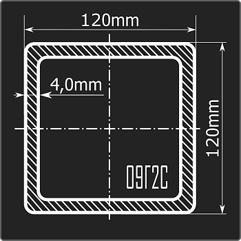 Труба проф. 120*120*4,0 09Г2С Феррум 12м ГОСТ 30245-2003