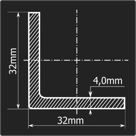 Угол холоднокатаный 32*32*4,0 ст.3пс Феррум 6м ГОСТ 19771-74