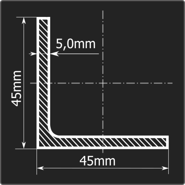 Угол 45*45*5,0 ст.3сп 12м ГОСТ 535-2005/ГОСТ 8509-93