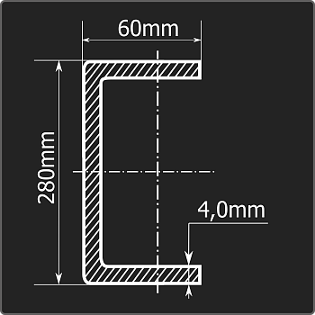 Швеллер холоднокатаный 280*60*4,0 ст.3пс Феррум 12м ГОСТ 8278-83