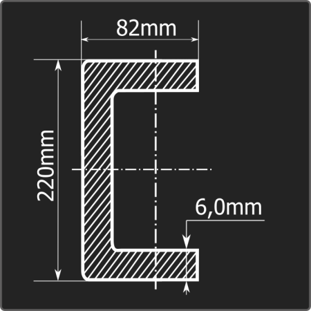Швеллер холоднокатаный 220*82*6,0 ст.3пс Феррум 12м ГОСТ 8278-83