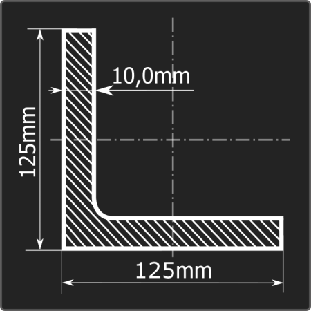 Угол 125*125*10 ст.3сп 12м ГОСТ 535-2005/ГОСТ 8509-93