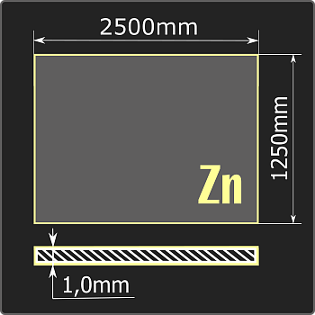 Лист оцинкованный 1,0*1250*2500 ст.08пс ММК ГОСТ 9045-93