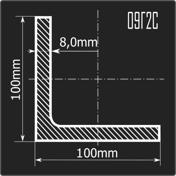 Угол 100*100*8,0 С355 12м ГОСТ 27772-2021/ГОСТ 8509-93