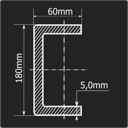Швеллер холоднокатаный 180*60*5,0 ст.3пс Феррум 12м ГОСТ 8278-83