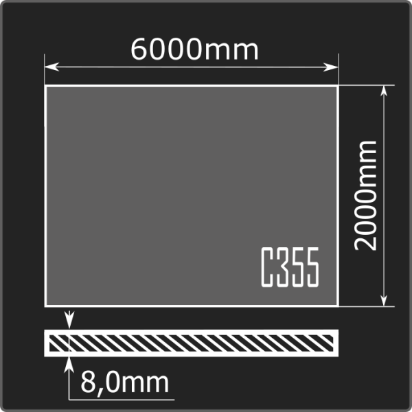 Лист горячекатаный 8,0*2000*6000 С355 ГОСТ 27772-2021