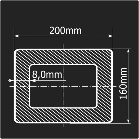 Труба проф. 200*160*8,0 ст.3сп Феррум 12м ГОСТ 30245-2003