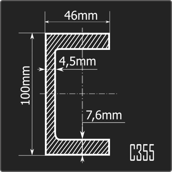 Швеллер 10П С355 12м ГОСТ 27772-2021/ГОСТ 8240-97 Швеллер 10П С355 12м ГОСТ 27772-2021/ГОСТ 8240-97