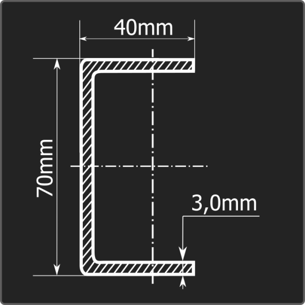 Швеллер холоднокатаный 70*40*3,0 ст.3пс Феррум 12м ГОСТ 8278-83