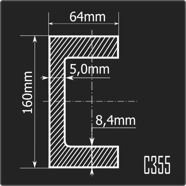 Швеллер 16П С355 12м ГОСТ 27772-2021/ГОСТ 8240-97 Швеллер 16П С355 12м ГОСТ 27772-2021/ГОСТ 8240-97