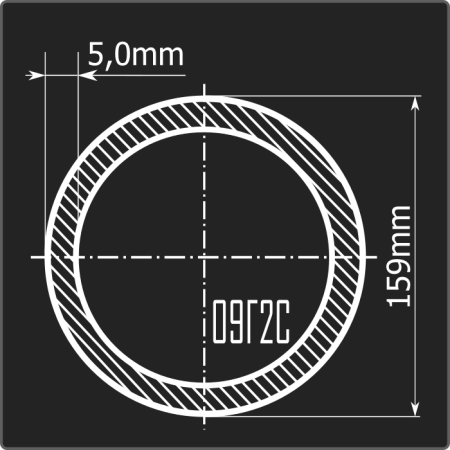 Труба электросварная 159*5,0 09Г2С Феррум 6м ГОСТ 10705-80