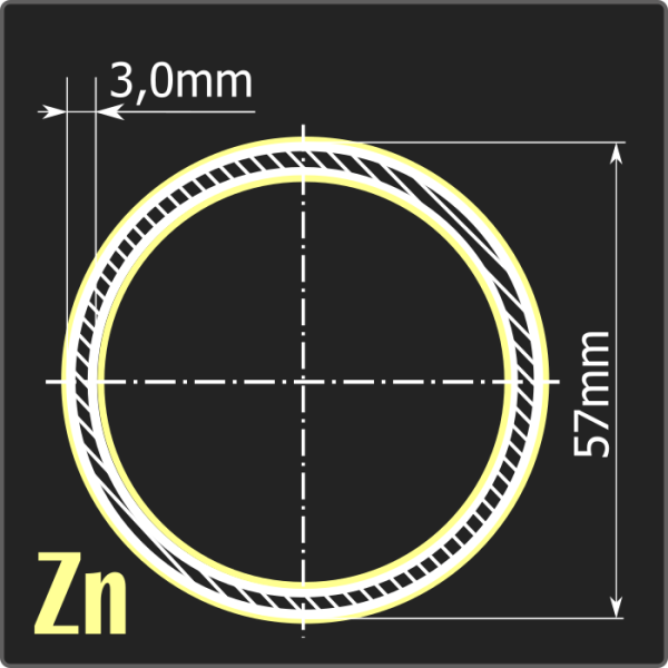 Труба электросварная оцинкованная 57*3,0 ст.2пс ГОСТ 10705-80 7,8м
