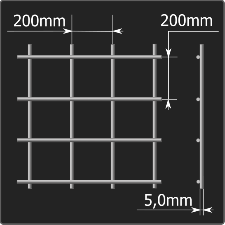 Сетка кладочная 200*200*5,0 (1,0*3,0) ТУ 25.93.13-001-03876796-2019