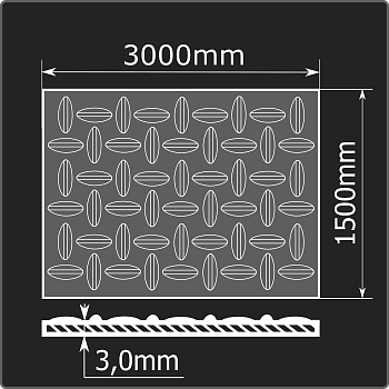 Лист рифленый 3,0*1500*3000 ст.3сп Феррум ГОСТ 8568-77 чечевица